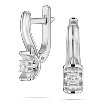 обзорное фото Серьги из белого золота украшены бриллиантами 040394 Золотые кольца с бриллиантами обзорное фото Серьги из белого золота украшены бриллиантами 040394  Золотые кольца с бриллиантами