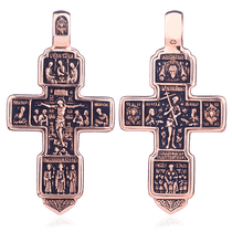 обзорное фото Золотой крестик с чернением 024624  Золотые крестики православные
