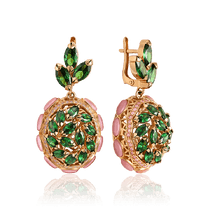 обзорное фото Золотые серьги подвески массивные с улекситом и фианитами 035453 Золотые серьги обзорное фото Золотые серьги подвески массивные с улекситом и фианитами 035453  Золотые серьги