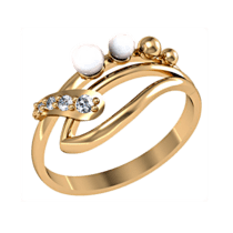обзорное фото Золотое кольцо с жемчугом 320152  Золотые кольца с жемчугом