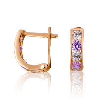 обзорное фото Детские золотые серьги с цирконием 90017  Серьги с камнями