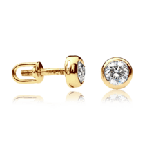 обзорное фото Серьги из желтого золота с бриллиантами 024358  Золотые серьги с бриллиантами
