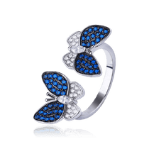 обзорное фото Серебряное кольцо Бабочки 031256  Серебряные кольца со вставками
