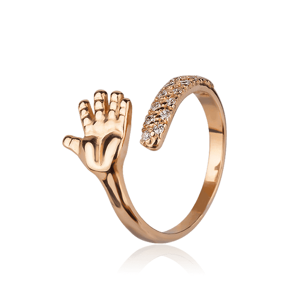 Золотое кольцо с фианитом 028043 детальное изображение ювелирного изделия Золотое кольцо ручка младенца Золотое кольцо с фианитом 028043 детальное изображение ювелирного изделия Золотое кольцо ручка младенца