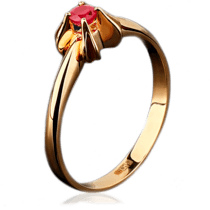 обзорное фото Кольцо из красного золота с рубином 1039  Золотые кольца с рубином