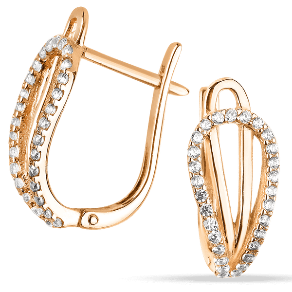 Золотые серьги петельки с фианитами 038887 детальное изображение ювелирного изделия Золотые серьги с фианитом