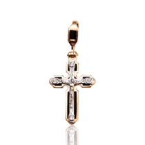 обзорное фото Золотой крестик 270061Е  Декоративные золотые крестики