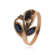 оглядове фото Золота каблучка Листок з фіанітами 028584