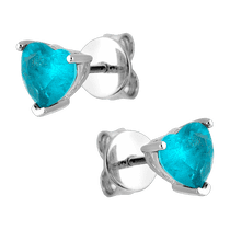 обзорное фото Серебряные серьги-пусеты "Сердце" с голубым фианитом 038342  Серебряные серьги