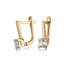 обзорное фото Золотые серьги с фианитом 029351  Серьги с камнями