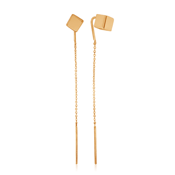 Золоті сережки протяжки Кубик 030101 детальне зображення ювелірного виробу