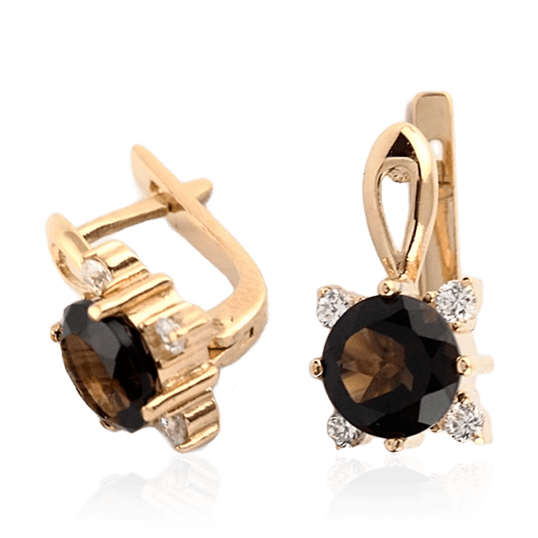 Золоті сережки з раухтопазом 024597 детальне зображення ювелірного виробу Золоті сережки з раухтопазом 024597 детальне зображення ювелірного виробу