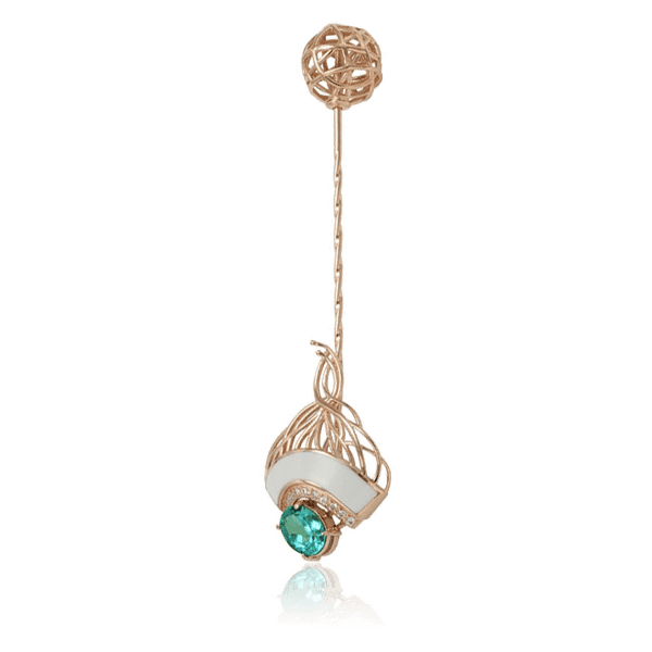 Золотая брошь с кварцем, эмалью и фианитами 028514 детальное изображение ювелирного изделия Золотые броши Золотая брошь с кварцем, эмалью и фианитами 028514 детальное изображение ювелирного изделия Золотые броши