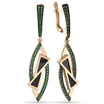 обзорное фото Золотые серьги с агатом и нанокристаллами 030054 Золотые серьги с агатом обзорное фото Золотые серьги с агатом и нанокристаллами 030054  Золотые серьги с агатом