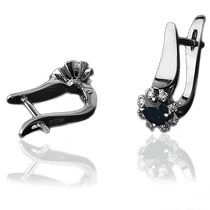 обзорное фото Серьги из белого золота с сапфирами и бриллиантами 023124 Золотые серьги с сапфиром обзорное фото Серьги из белого золота с сапфирами и бриллиантами 023124  Золотые серьги с сапфиром