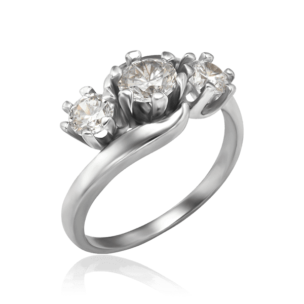 Серебряное кольцо с тремя фианитами 034751 детальное изображение ювелирного изделия Серебряные кольца Серебряное кольцо с тремя фианитами 034751 детальное изображение ювелирного изделия Серебряные кольца