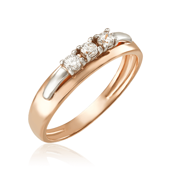 Кольцо из комбинированного золота с тремя фианитами 032262 детальное изображение ювелирного изделия Золотые кольца Кольцо из комбинированного золота с тремя фианитами 032262 детальное изображение ювелирного изделия Золотые кольца