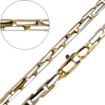 обзорное фото Оригинальный мужской браслет из желтого и белого золота 032135 Золотые браслеты без камней обзорное фото Оригинальный мужской браслет из желтого и белого золота 032135  Золотые браслеты без камней