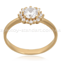 обзорное фото Золотое кольцо с цирконием 1401  Золотые кольца с фианитом