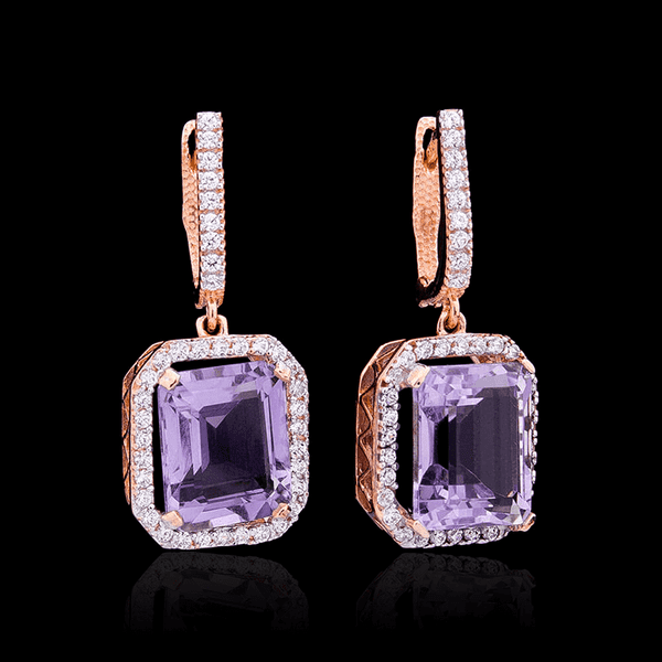 Золотые серьги подвески с квадратным аметистом и фианитами 034596 детальное изображение ювелирного изделия Золотые серьги Золотые серьги подвески с квадратным аметистом и фианитами 034596 детальное изображение ювелирного изделия Золотые серьги