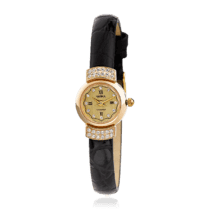 обзорное фото Часы золотые женские с кожаным ремешком 036178  Женские золотые часы