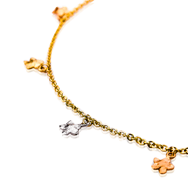 Золотой браслет на ногу с подвесками Цветочки Золотой браслет на ногу с подвесками Цветочки