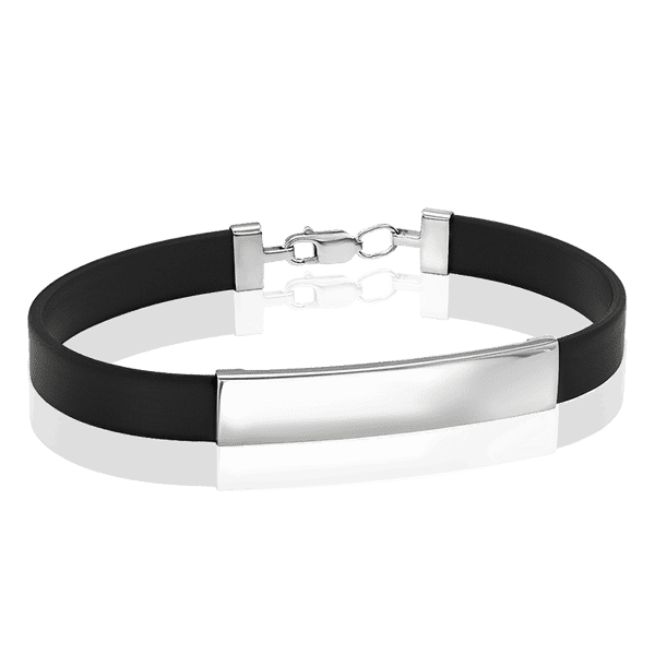 Каучуковый браслет с серебром 925 пробы 034800 детальное изображение ювелирного изделия Серебряные браслеты Каучуковый браслет с серебром 925 пробы 034800 детальное изображение ювелирного изделия Серебряные браслеты