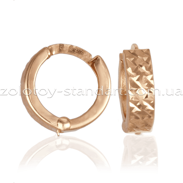 Золоті сережки кільця з алмазним гравіюванням 023089 детальне зображення ювелірного виробу Золоті сережки кільця з алмазним гравіюванням 023089 детальне зображення ювелірного виробу