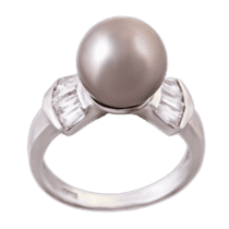 обзорное фото Серебряное кольцо с жемчугом 1607  Серебряные кольца
