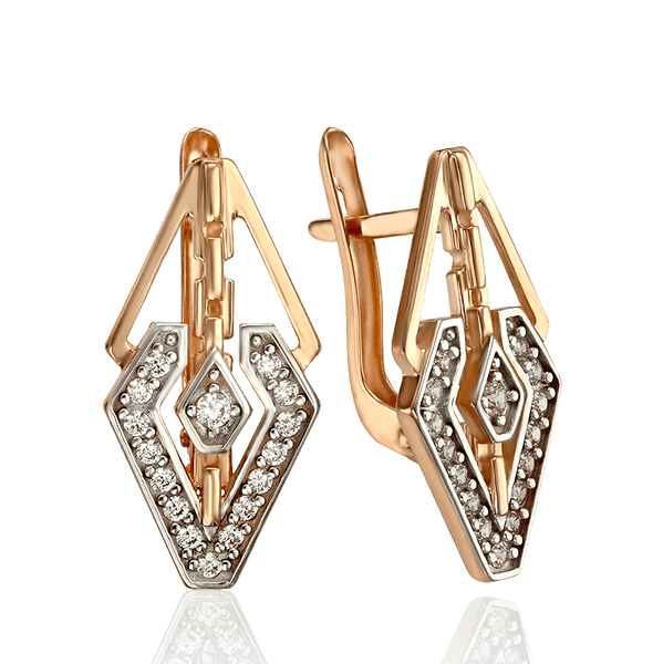 Красивые серьги из золота 585 с фианитами 033722 детальное изображение ювелирного изделия Золотые серьги Красивые серьги из золота 585 с фианитами 033722 детальное изображение ювелирного изделия Золотые серьги