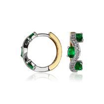 оглядове фото Золоті сережки з діамантом та смарагдом 214 641