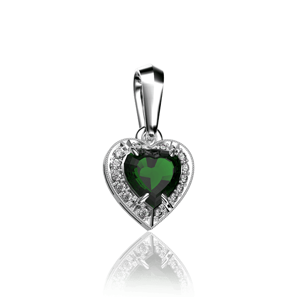 Золотой подвес Сердце с бриллиантами и изумрудом 030431 детальное изображение ювелирного изделия Золотые кулоны с изумрудом Золотой подвес Сердце с бриллиантами и изумрудом 030431 детальное изображение ювелирного изделия Золотые кулоны с изумрудом