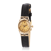 обзорное фото Часы женские из золота с кожаным ремешком 036199  Женские золотые часы