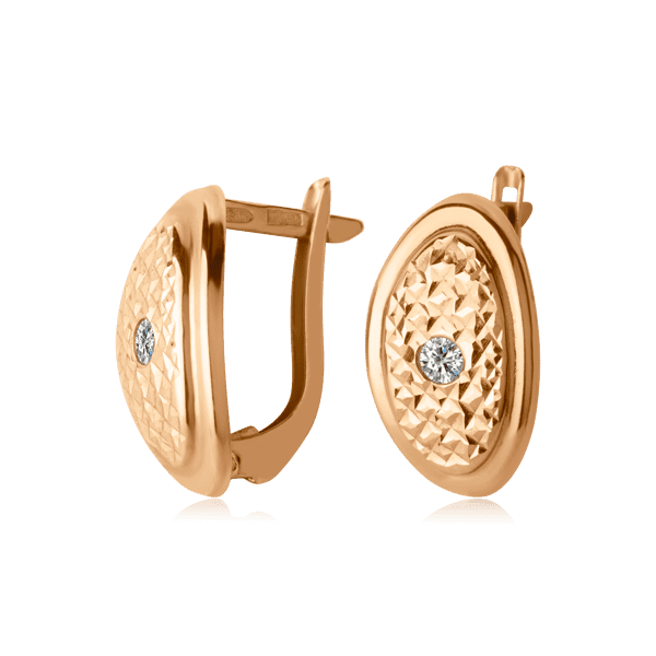 Золотые серьги с цирконием 80087 детальное изображение ювелирного изделия Золотые серьги с фианитом
