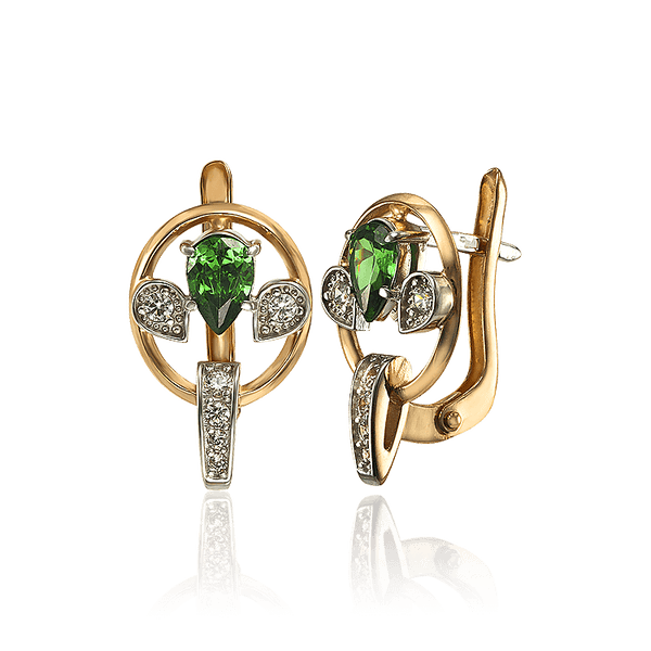 Золоті сережки з фіанітами Сабріна 033972 детальне зображення ювелірного виробу