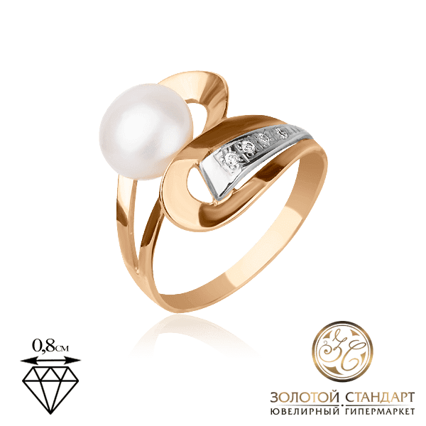 Кольцо из красного и белого золота с жемчужиной Кольцо из красного и белого золота с жемчужиной