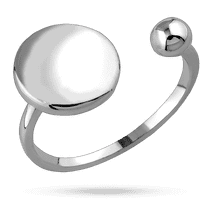 обзорное фото Серебряное кольцо с плоским кругом и шариком без вставок 040210  Серебряные кольца без вставок