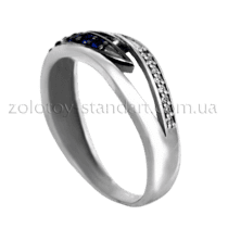 обзорное фото Золотое кольцо с сапфирами и бриллиантами 12073/1  Золотые кольца с сапфиром