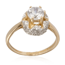 обзорное фото Золотое кольцо с фианитом 1533  Золотые кольца для помолвки с цирконием