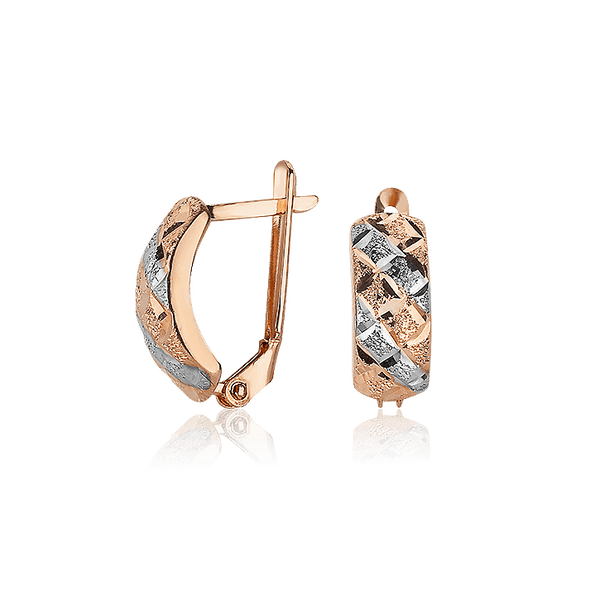 Золотые серьги с алмазной гранью без вставок 029960 детальное изображение ювелирного изделия Золотые серьги без вставок Золотые серьги с алмазной гранью без вставок 029960 детальное изображение ювелирного изделия Золотые серьги без вставок