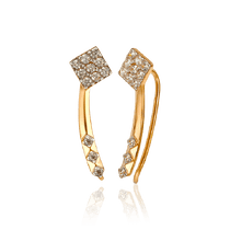 обзорное фото Модные золотые серьги кафы Блестящие Ромбы 033648  Золотые серьги