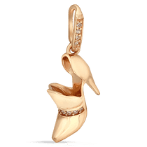 обзорное фото Золотая подвеска Туфелька с фианитами 038829  Золотые кулоны с фианитом обзорное фото Золотая подвеска Туфелька с фианитами 038829   Золотые кулоны с фианитом