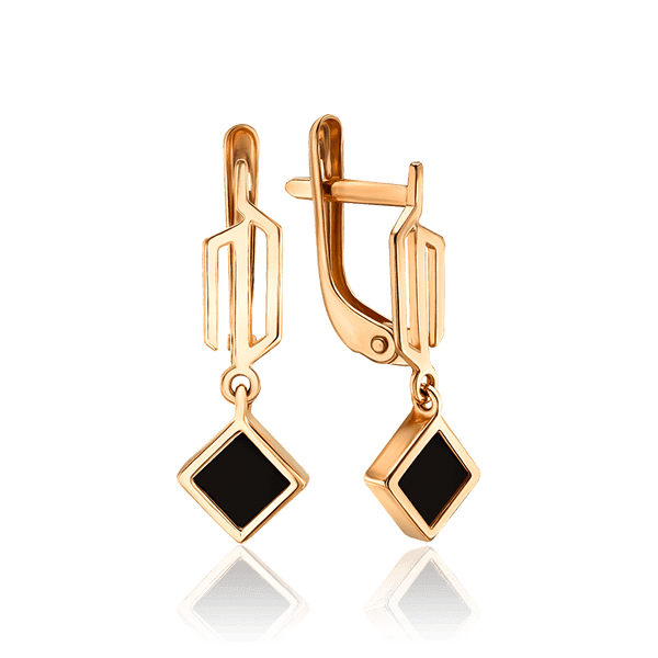 Сережки из красного золота Ромб с агатом 035395 детальное изображение ювелирного изделия Золотые серьги Сережки из красного золота Ромб с агатом 035395 детальное изображение ювелирного изделия Золотые серьги