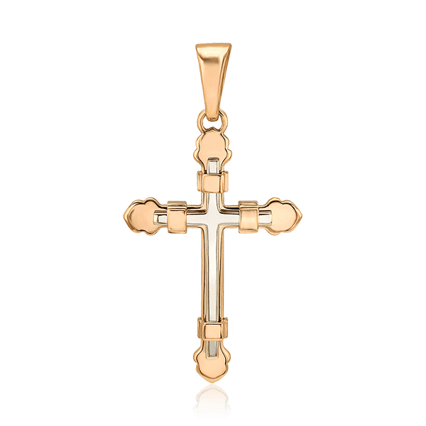 Нательный крест из комбинированного золота Спаси и Сохрани 036596 детальное изображение ювелирного изделия Золотые подвески Нательный крест из комбинированного золота Спаси и Сохрани 036596 детальное изображение ювелирного изделия Золотые подвески
