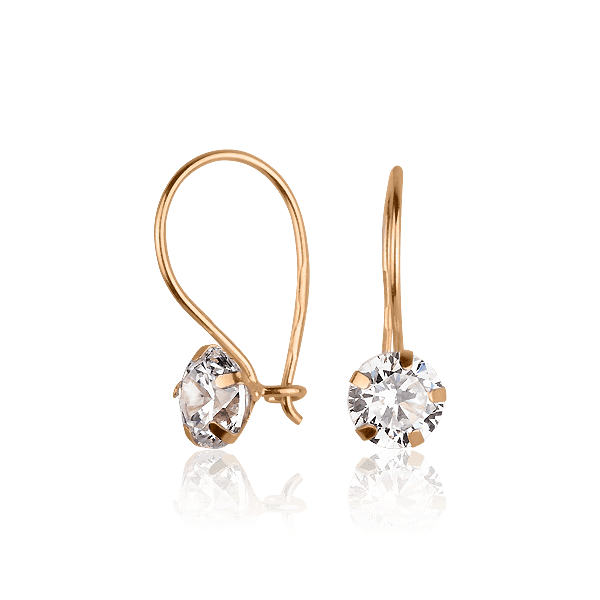 Золотые детские серьги-петельки с фианитом 026453 детальное изображение ювелирного изделия Серьги с камнями Золотые детские серьги-петельки с фианитом 026453 детальное изображение ювелирного изделия Серьги с камнями