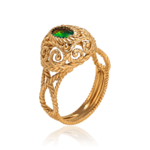 обзорное фото Золотое кольцо с ажурным ободком с опалом 034164  Золотые кольца
