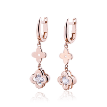 обзорное фото Золотые серьги клевер с фианитом 029254 Золотые серьги с фианитом обзорное фото Золотые серьги клевер с фианитом 029254  Золотые серьги с фианитом