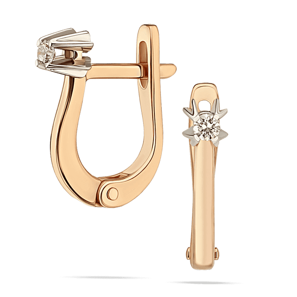 Серьги в комбинированном золоте с бриллиантом 038853 детальное изображение ювелирного изделия Золотые серьги с бриллиантами