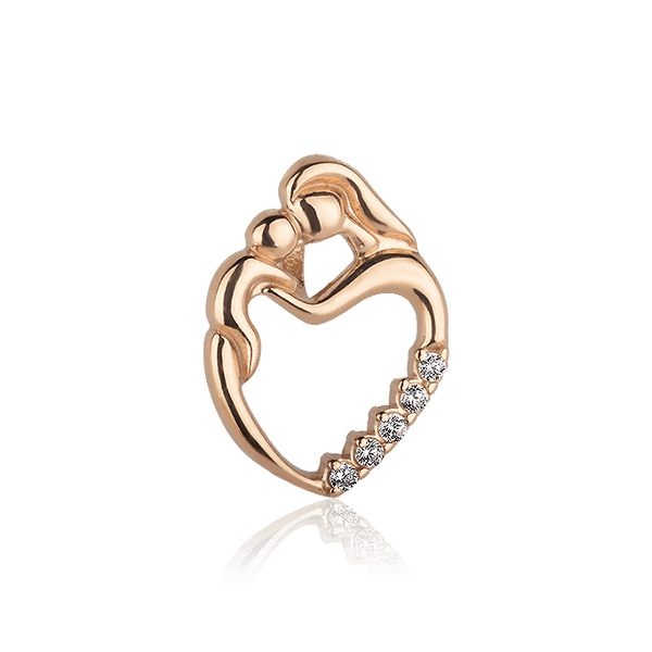 Золотой подвес Мама и дитя Сердце с фианитами 029006 детальное изображение ювелирного изделия Золотые кулоны с фианитом Золотой подвес Мама и дитя Сердце с фианитами 029006 детальное изображение ювелирного изделия Золотые кулоны с фианитом