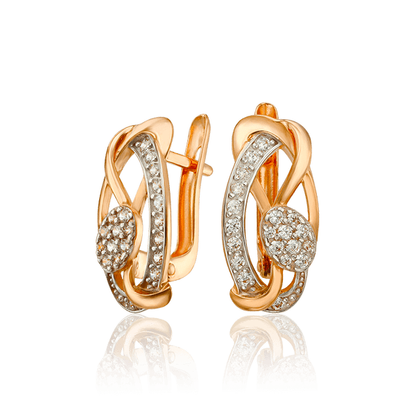 Блестящие сережки из комбинированного золота 033603 детальное изображение ювелирного изделия Золотые серьги Блестящие сережки из комбинированного золота 033603 детальное изображение ювелирного изделия Золотые серьги